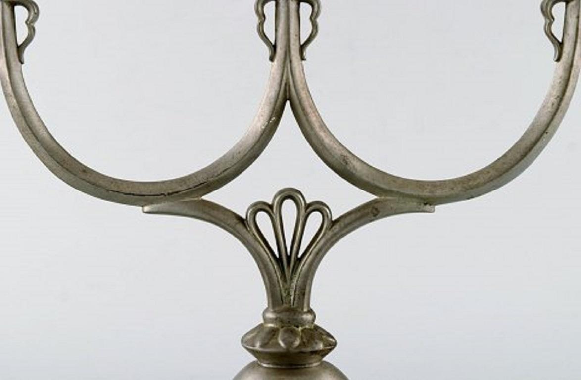 Art Deco Just Andersen, Denmark, Two Early Candlesticks in Pewter, 1920s-1930s