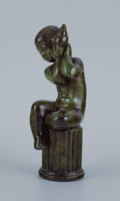 Just Andersen, Disco Metal, Figure of a Boy on a Plinth, 1940s