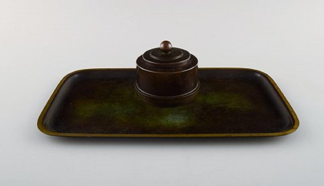 Danish Just Andersen, Early Ink Well and Ink Blotter in Alloy Bronze, 1930s-1940s For Sale