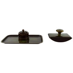 Just Andersen, pozzetto per inchiostro e tampone per inchiostro in lega di bronzo, anni '30-'40