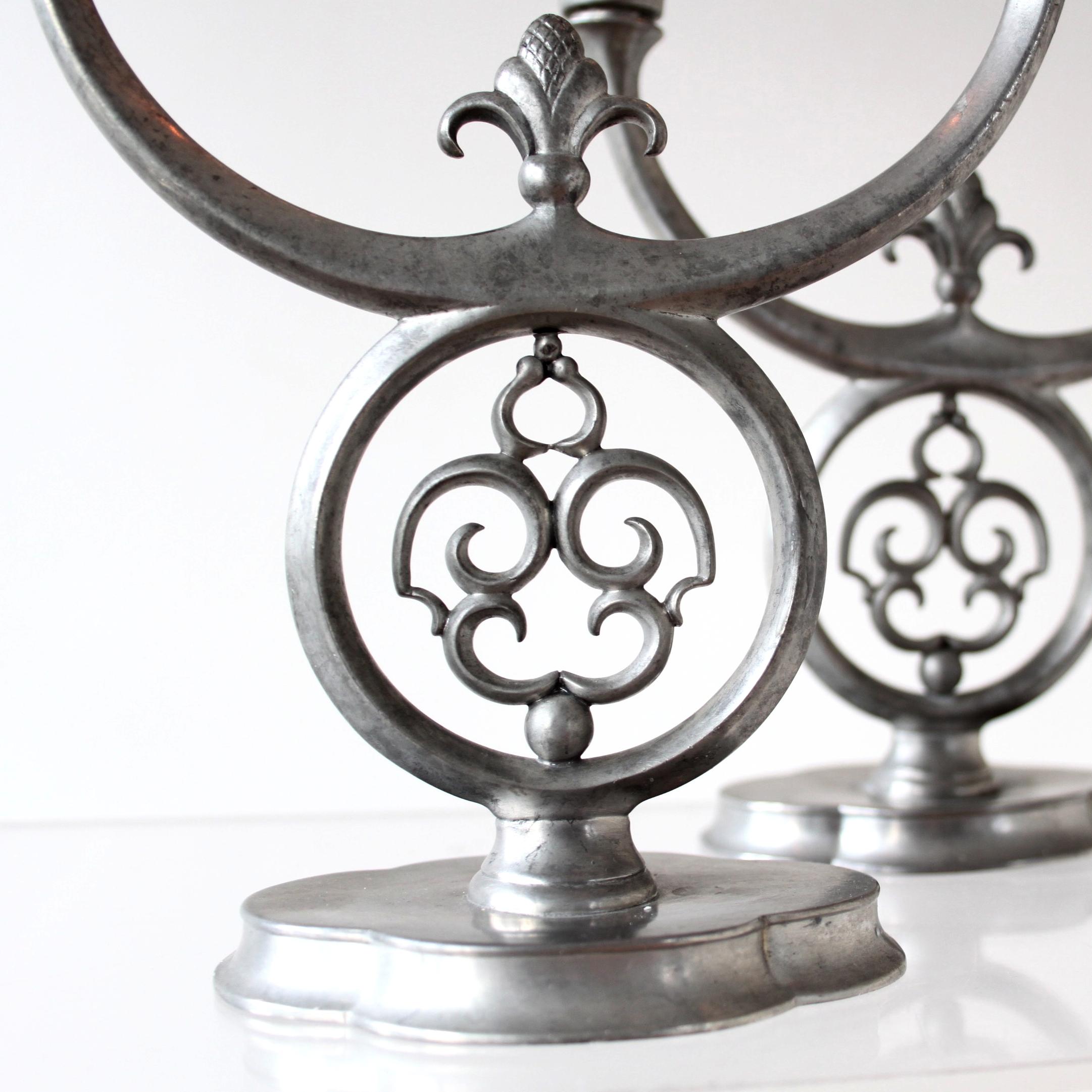 20th Century Just Andersen, Early Pair of Pewter Candelabras, Denmark, 1920s For Sale