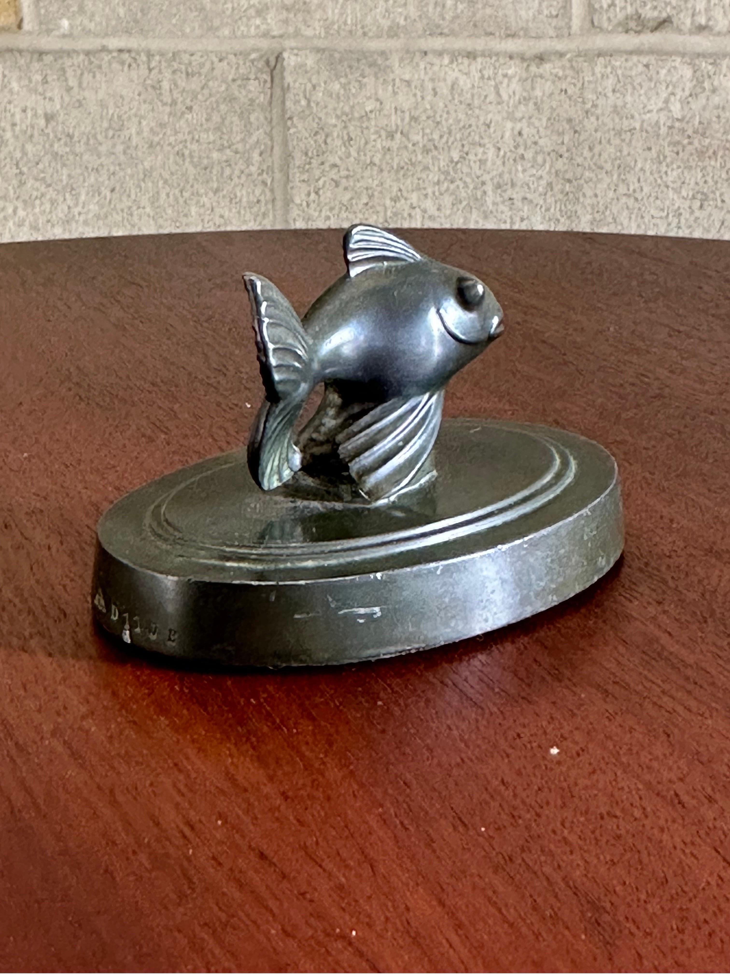 Danish Just Andersen Fantail Fish Paperweight, 1930s, Art Deco For Sale