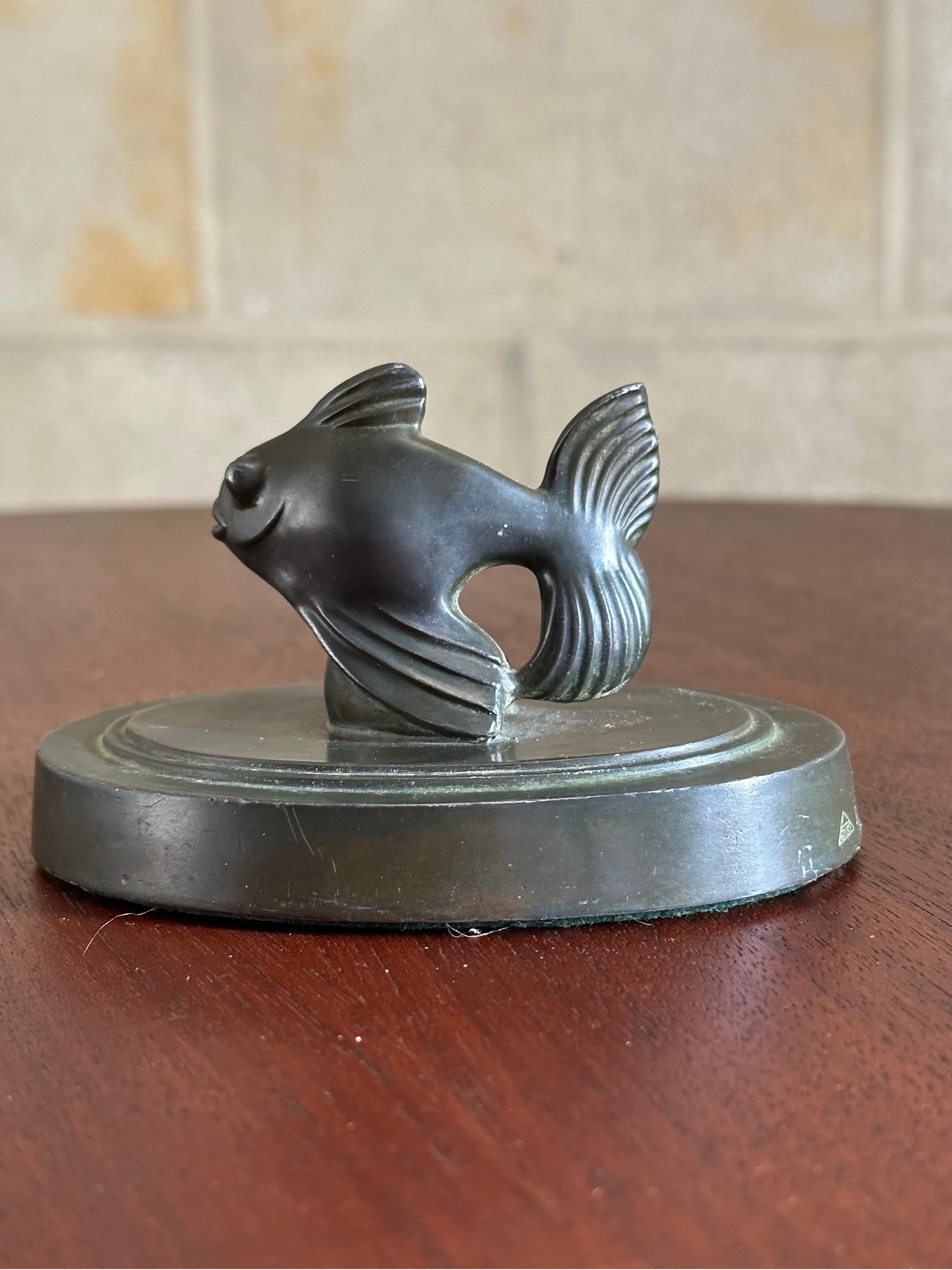 Mid-20th Century Just Andersen Fantail Fish Paperweight, 1930s, Art Deco For Sale