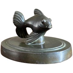 Fermacarte Just Andersen Fantail Fish, anni '30, Art Deco
