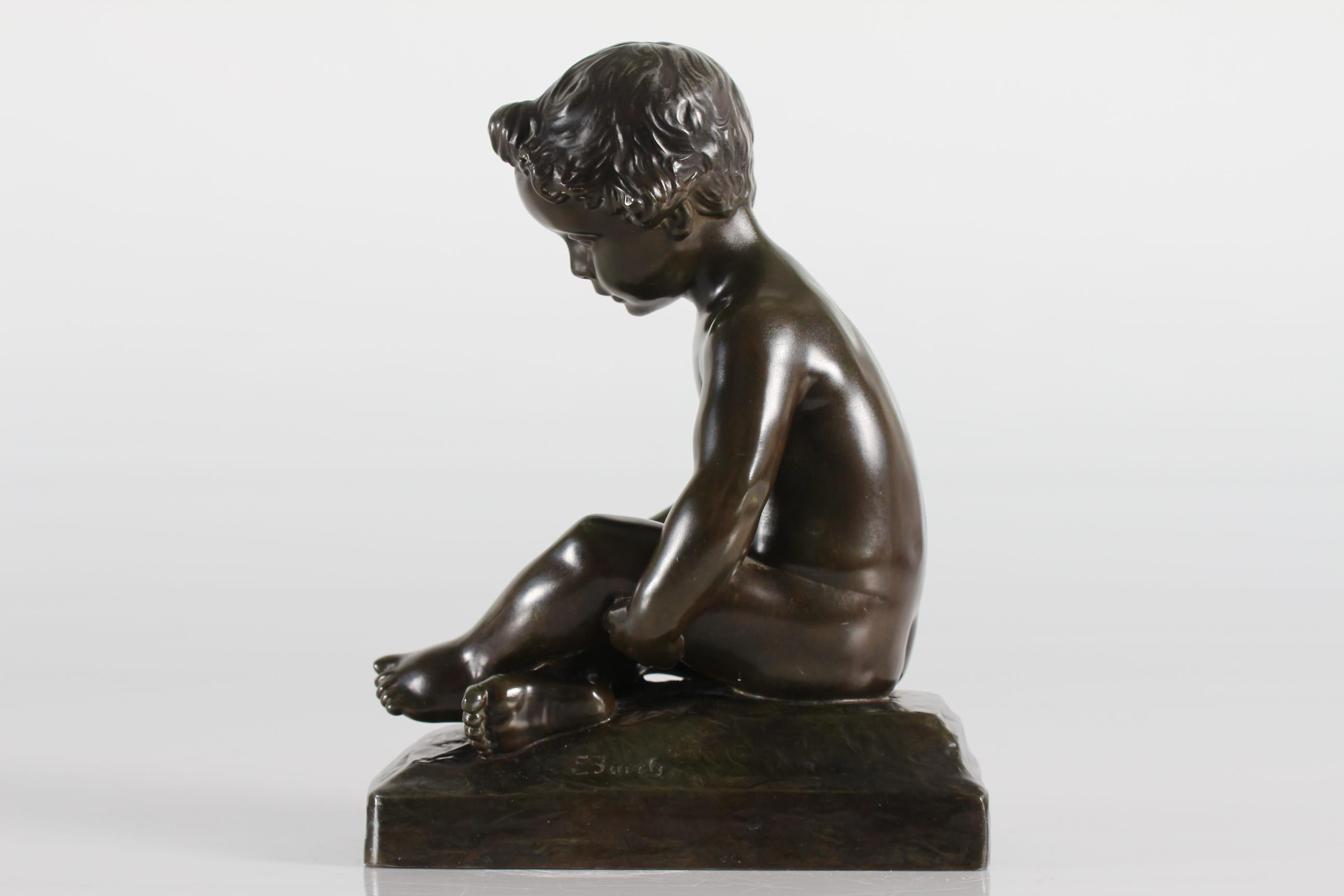 Mid-Century moderno Statuetta di ragazzo di Just Andersen di Elna Borch in metallo da discoteca, Danimarca anni '40 in vendita