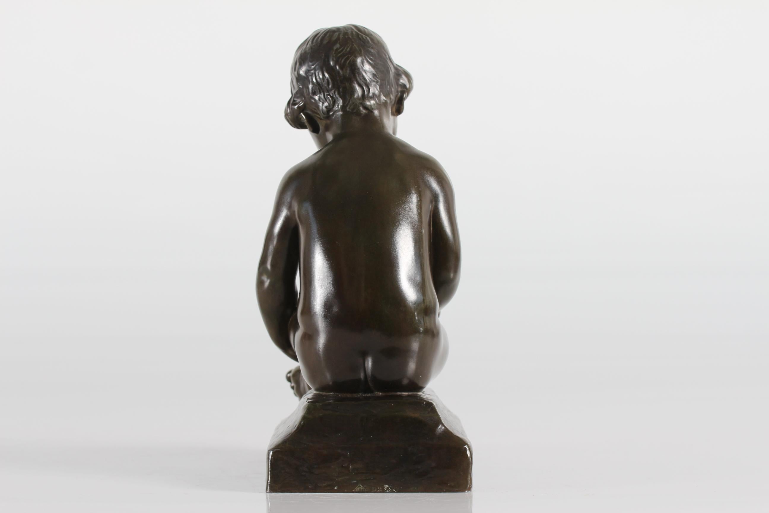 Statuetta di ragazzo di Just Andersen di Elna Borch in metallo da discoteca, Danimarca anni '40 In condizioni buone in vendita a Silkeborg, Silkeborg