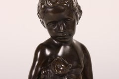 Just Andersen-Figur eines Jungen mit Bär von E. Borch aus Disco-Metall Dänemark 1940er Jahre
