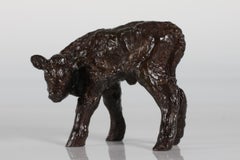 Just Andersen Figurine of Calf by Gudrun Lauesen, Made of Disco Metal, 1940s