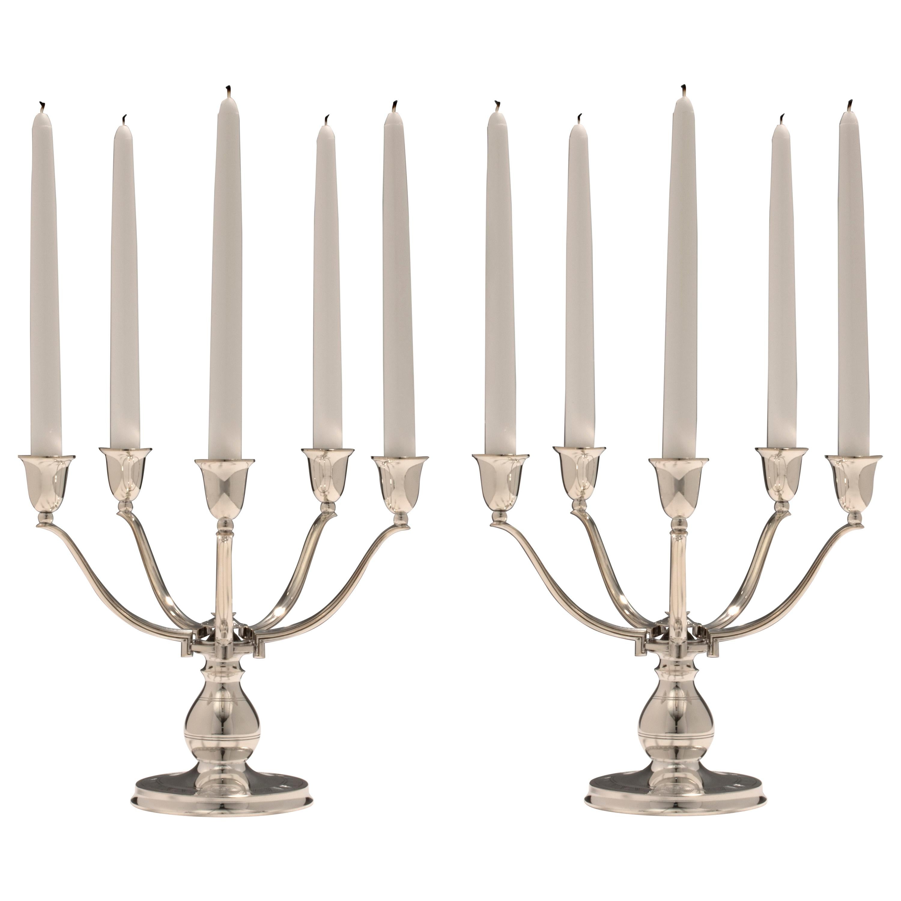 AS Solingen Germany Metal Candle Holders Art Deco Candlesticks Chrome ...
