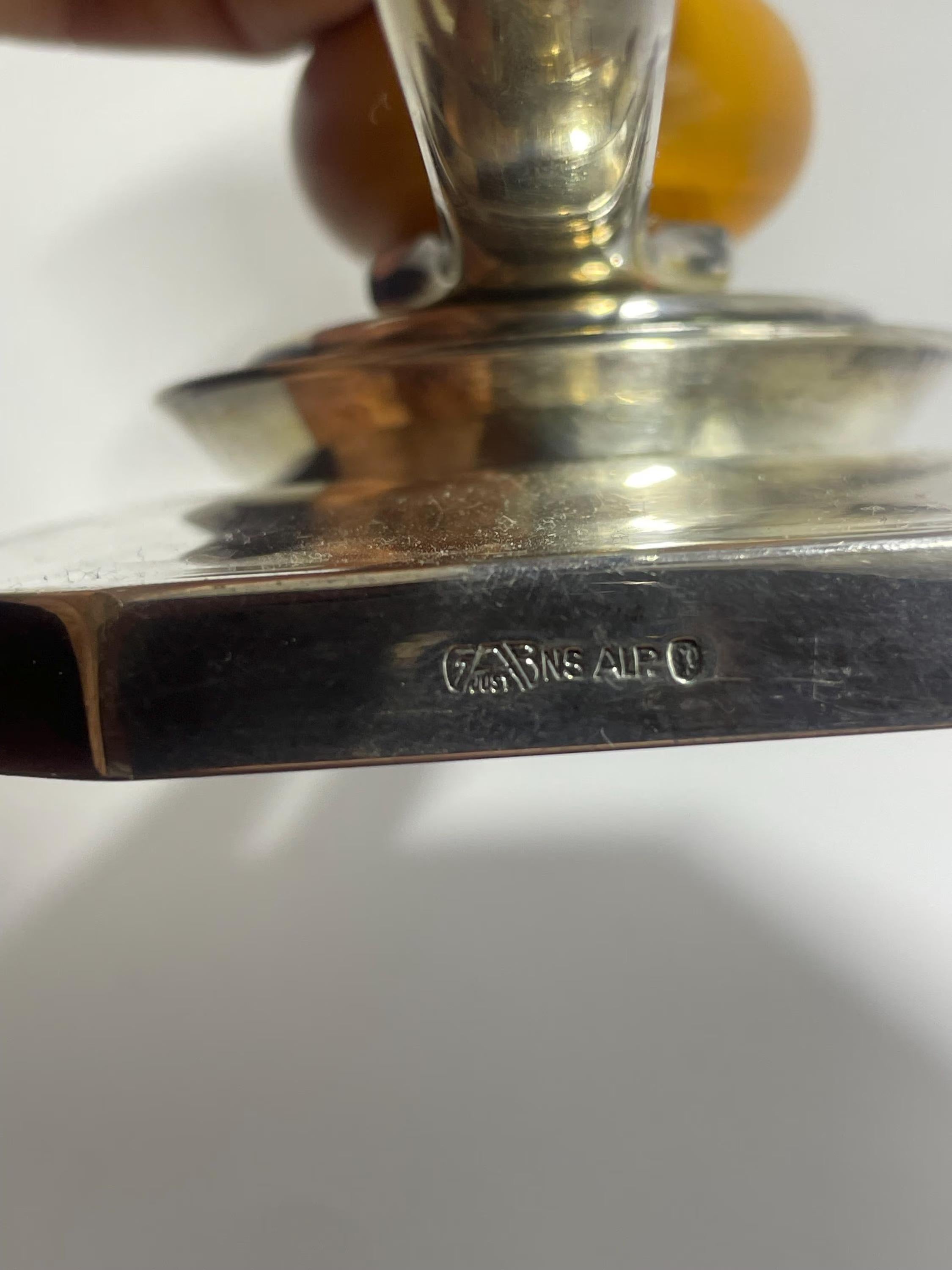 Pareja de candelabros de cinco brazos bañados en plata Just Andersen para GAB - Suecia Años 30 en Excelente estado para la venta en Stockholm, SE