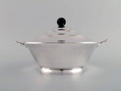 Just Andersen for GAB, Rare Art Deco Lidded Bowl in Plated Silver, 1920s