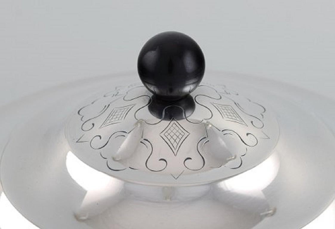 Svedese Just Andersen per GAB, Rara ciotola con coperchio Art Déco in argento placcato, anni '20 in vendita