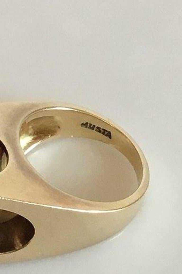 Just Andersen Gold Ring 14 Kt with Smoke Quartz Stone For Sale 1