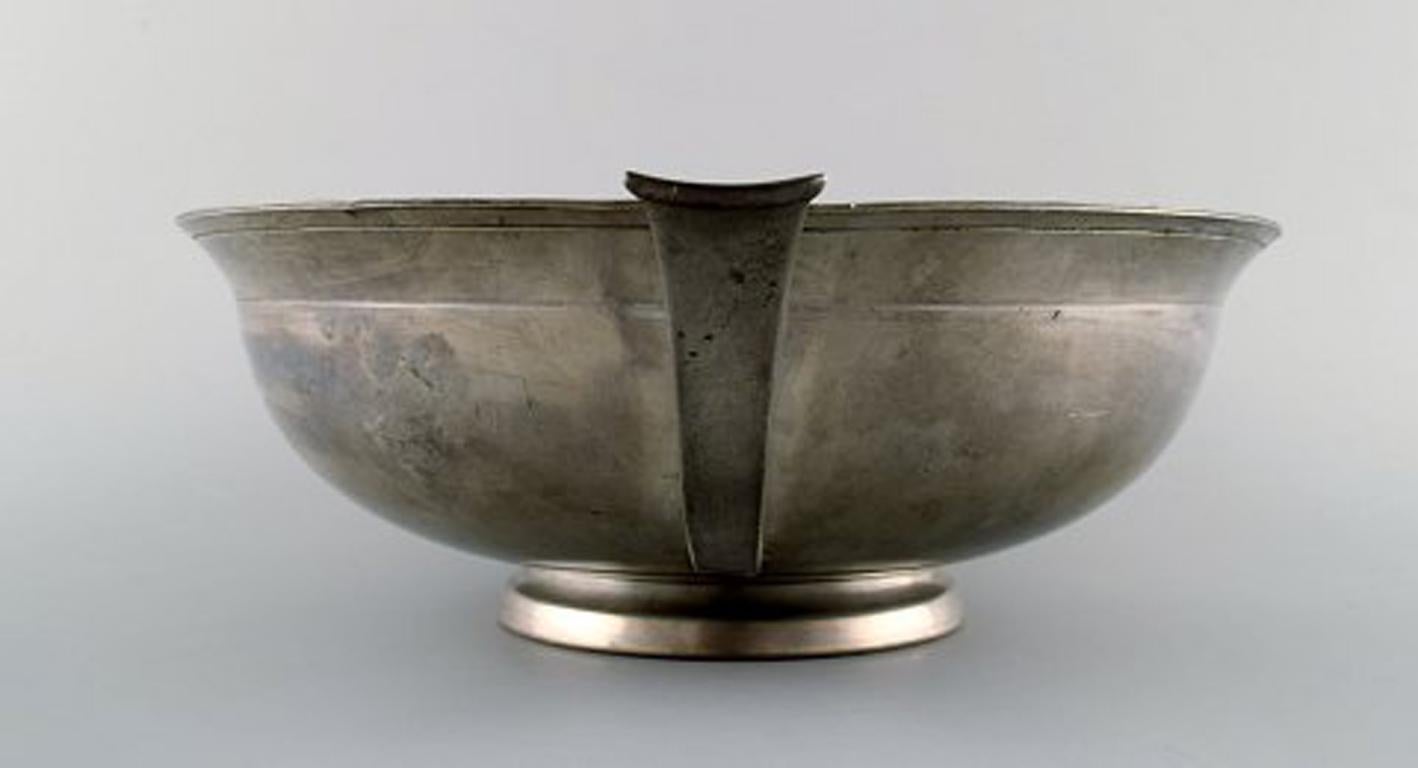 Danish Just Andersen Large Art Deco Pewter Bowl with Handles