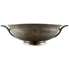 Just Andersen Large Art Deco Pewter Bowl with Handles