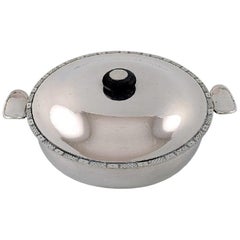 Just Andersen Lidded Bowl with Handles in Sterling Silver, circa 1950s
