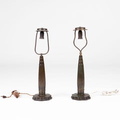 Just Andersen - Pareja De Lámparas De Mesa Art Decó De Metal Modelo 1857