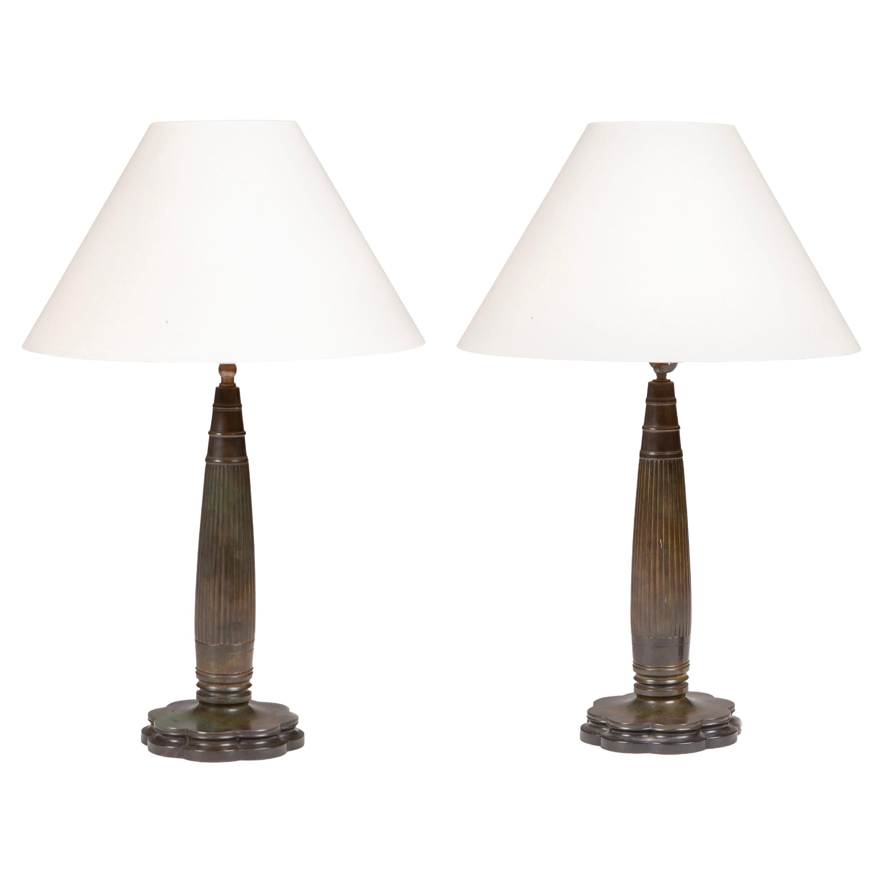 Just Andersen - Paire de lampes de table Art Déco en métal Model No 1857