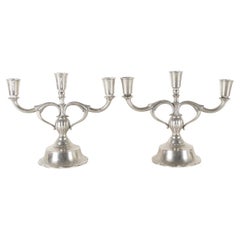 Paire de candélabres en étain Just Andersen, scandinave moderne des années 1930