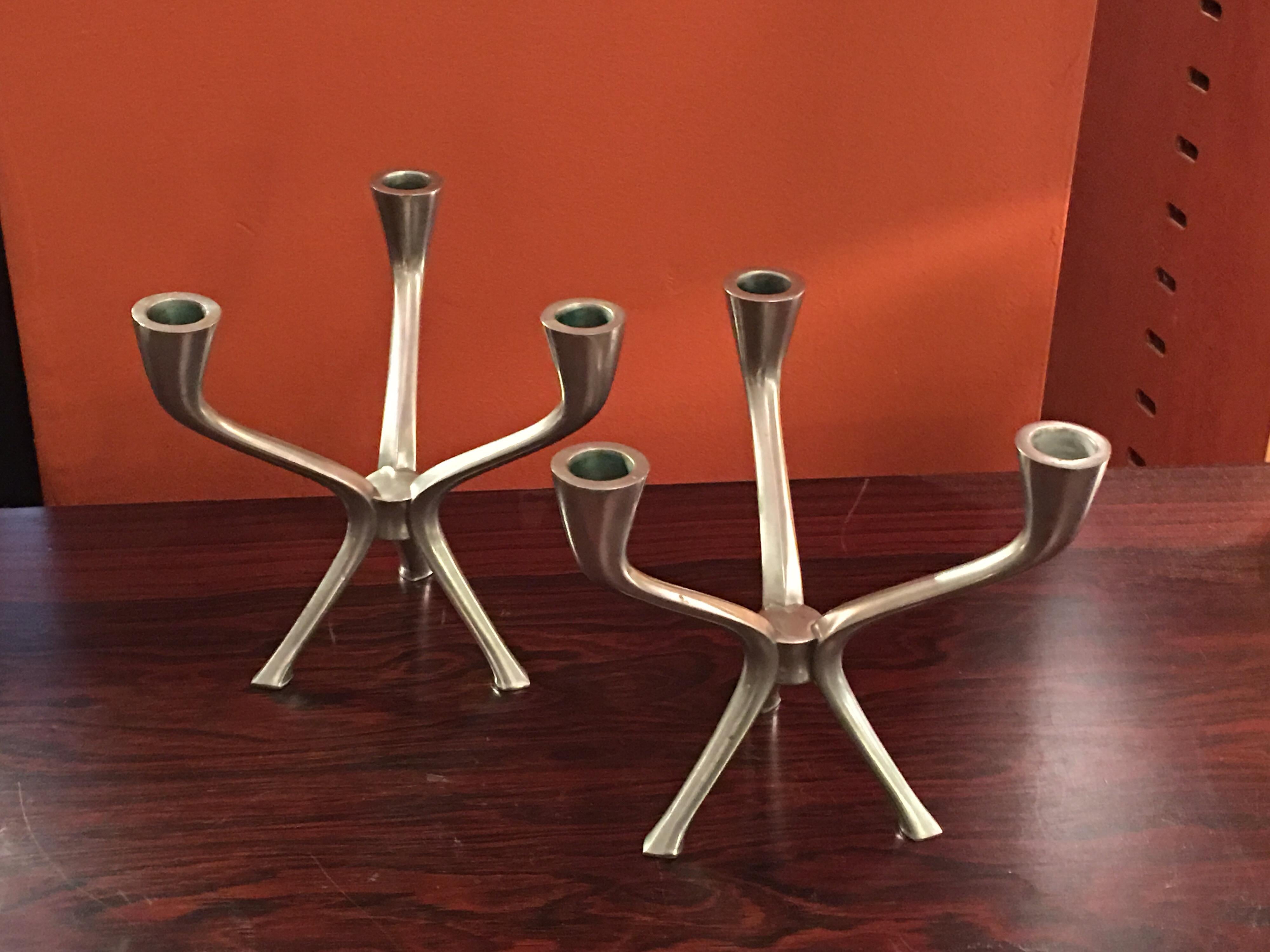 Mid-20th Century Just Andersen Pair Pewter Candlesticks