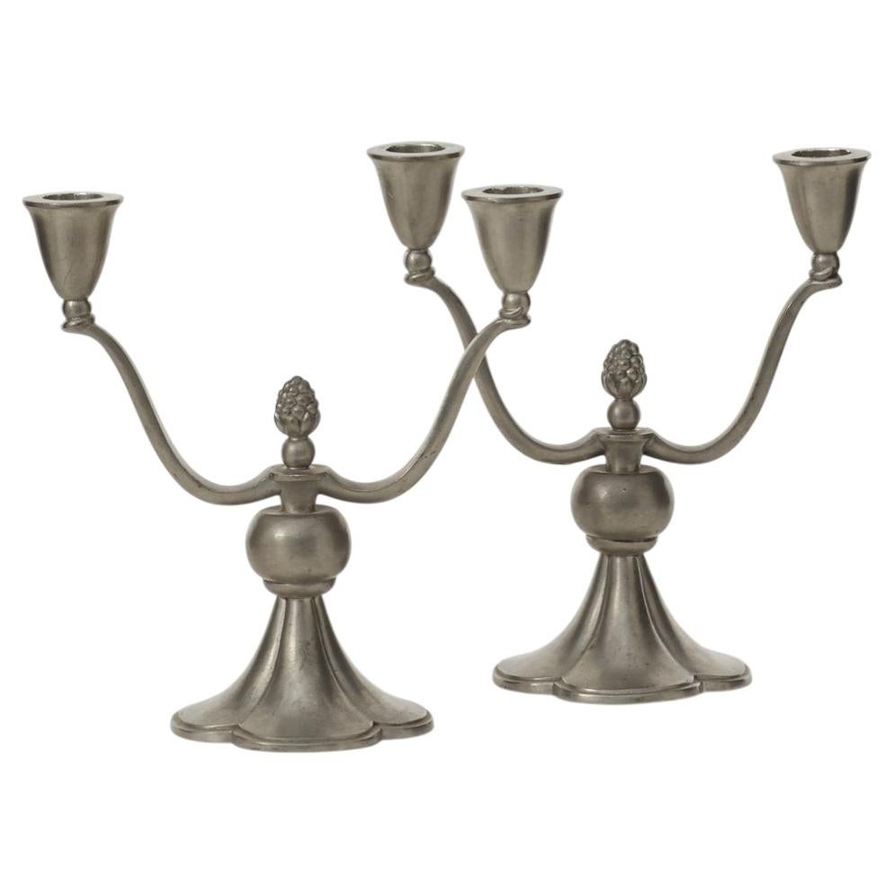 Candelabri in peltro Just Andersen “modello 769” – Svezia, anni ’20 in vendita