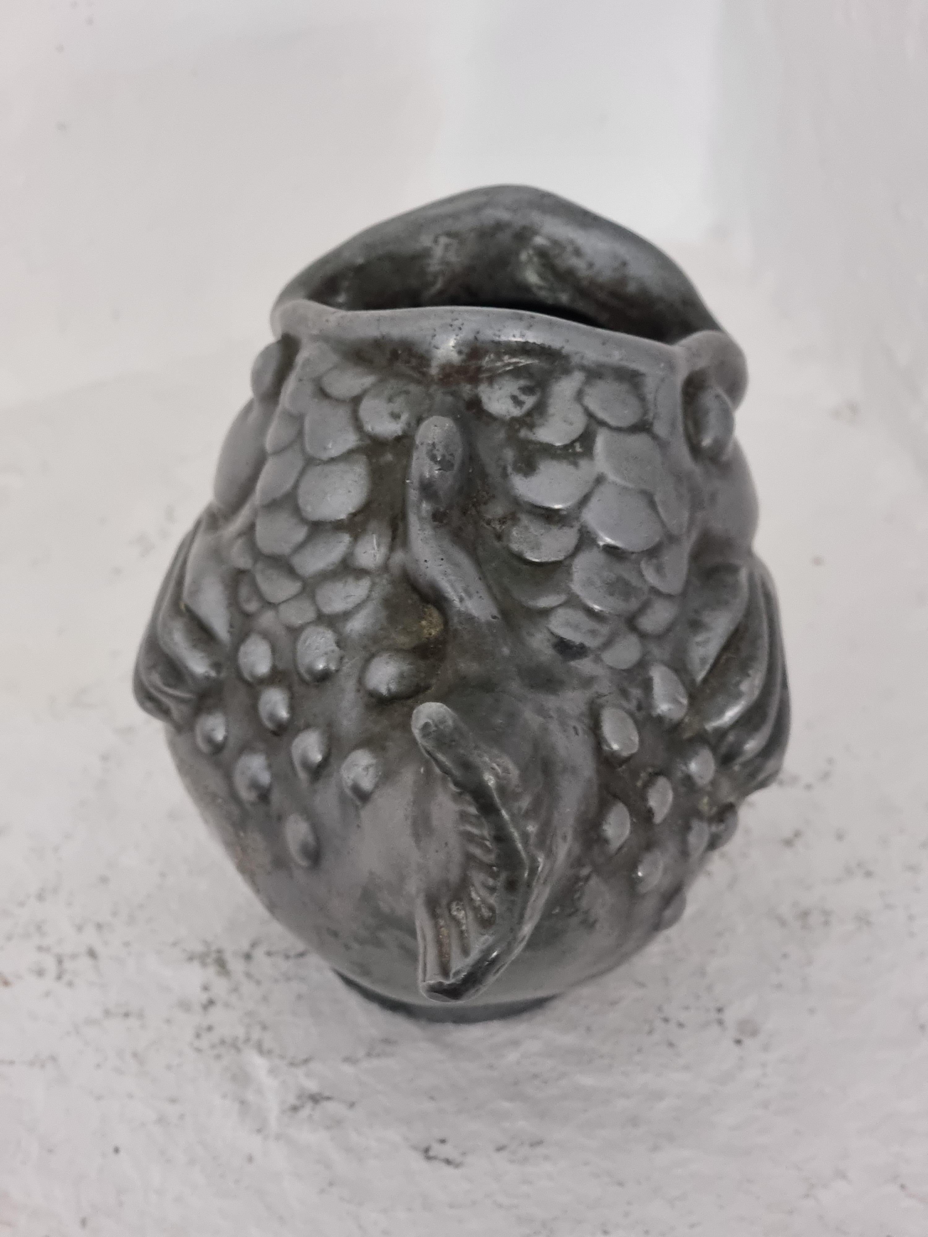 Just Andersen, pewter fish vase, Danmark 1930s In Fair Condition For Sale In Stockholm, SE