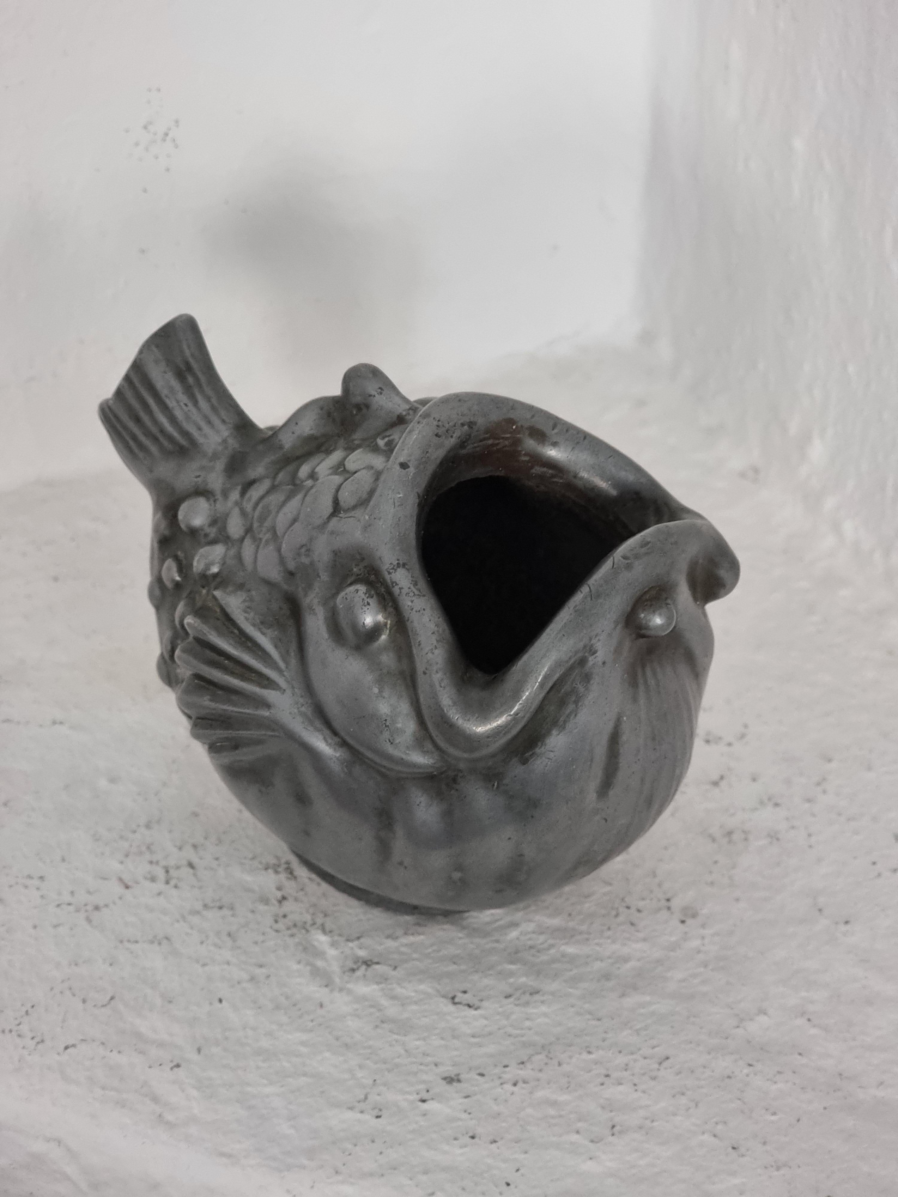 Just Andersen, pewter fish vase, Danmark 1930s For Sale 1