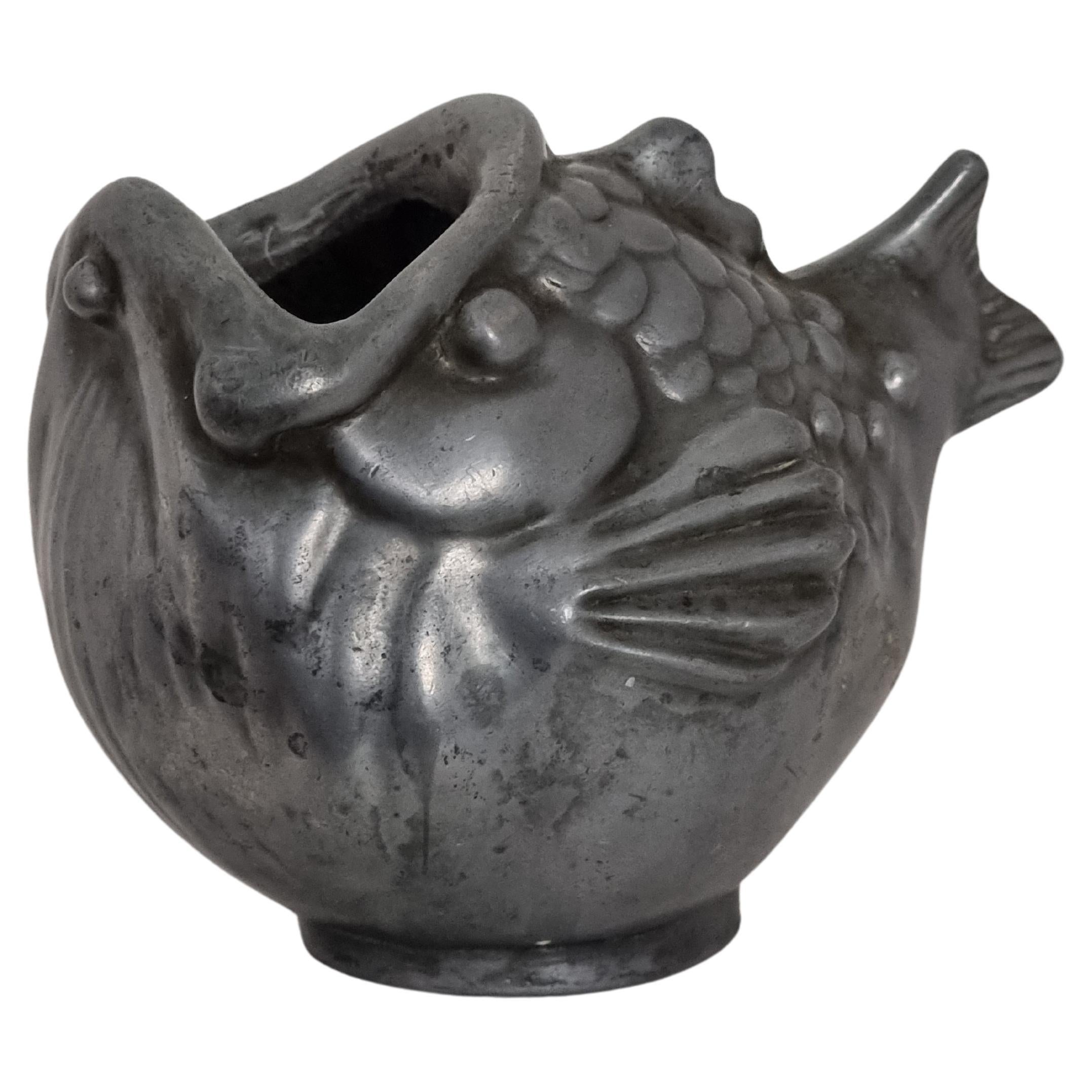 Just Andersen, Fischvase aus Zinn, Danmark, 1930er-Jahre