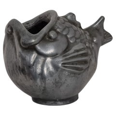 Just Andersen, pewter fish vase, Danmark 1930s