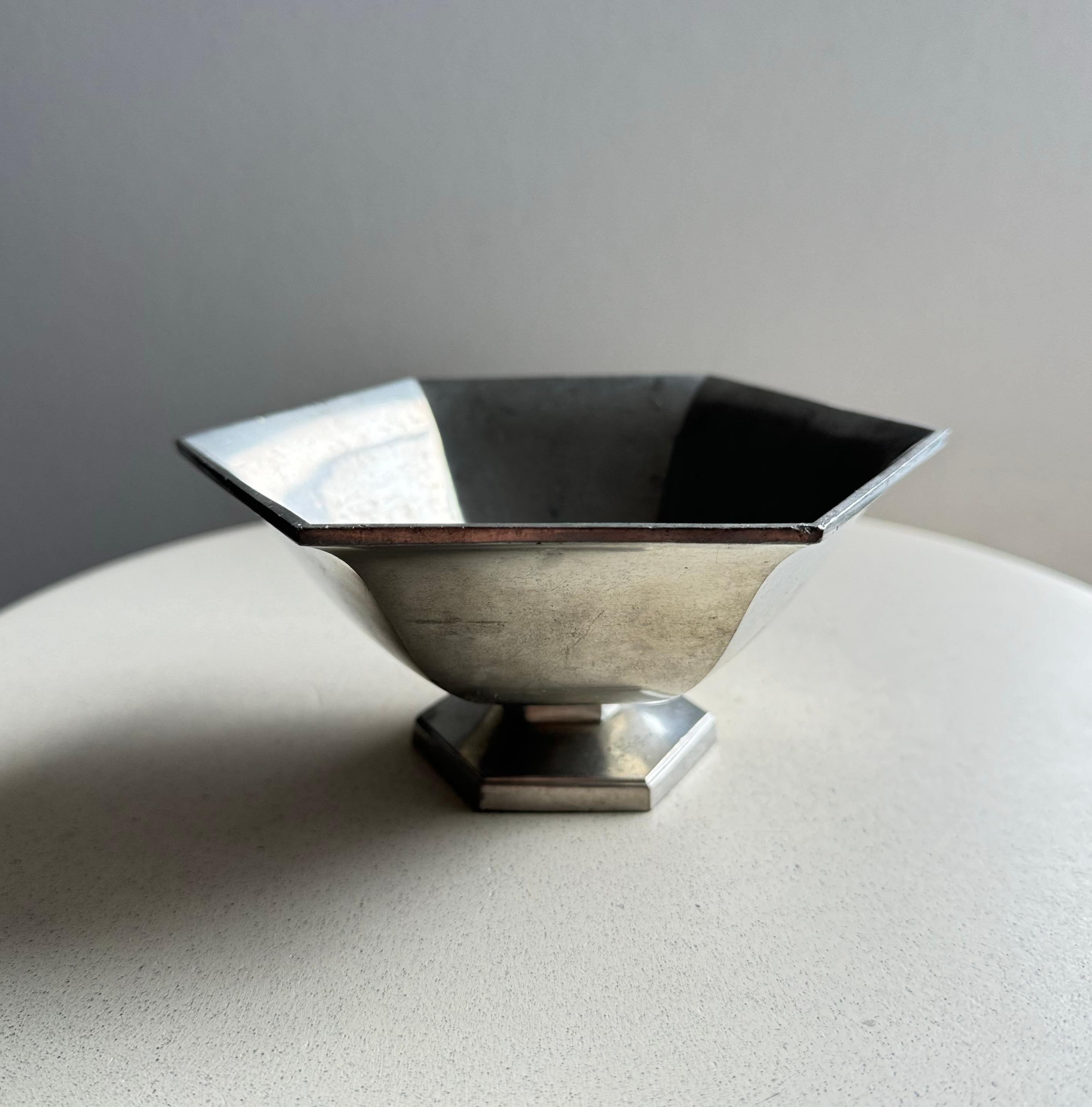 Just Andersen Pewter Hexagonal Bowl No 1290