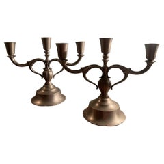 Paire de candélabres en étain Just Andersen, scandinave moderne des années 1930
