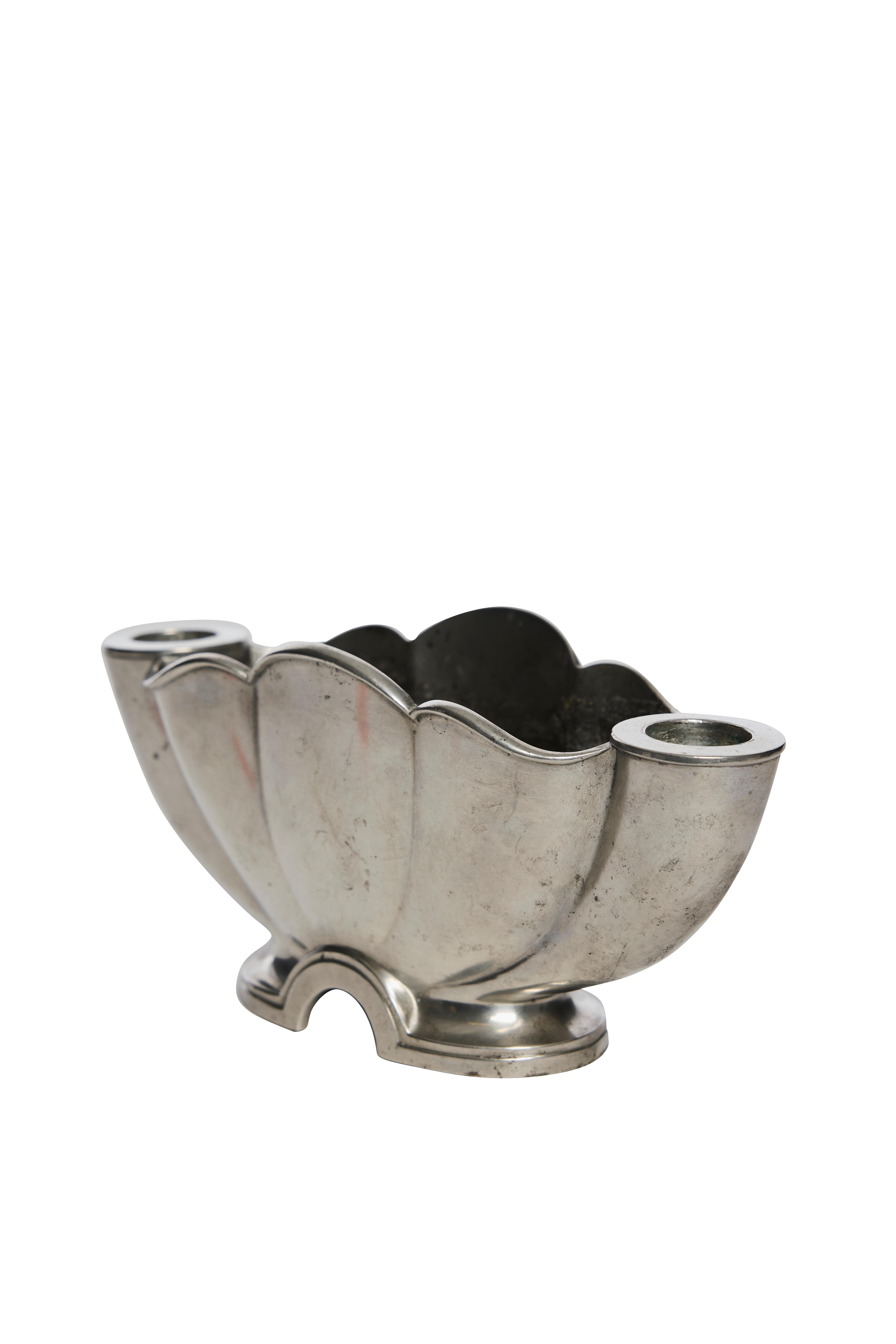 Danese Vaso e portacandele in peltro Just Andersen, anni '30, Danimarca in vendita