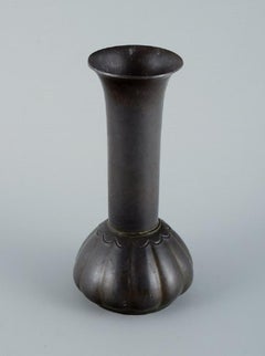 Just Andersen. Rare and early vase in disco metal. Approx. 1930s.