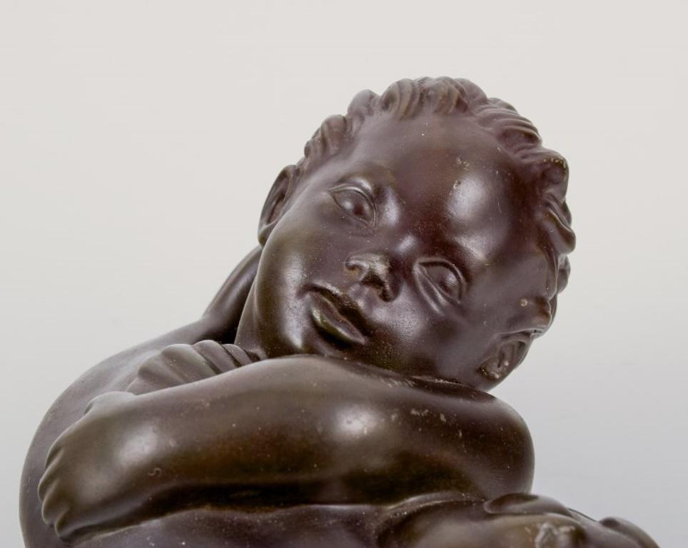 Danese Just Andersen, rara figura di sirena e pesce in metallo 