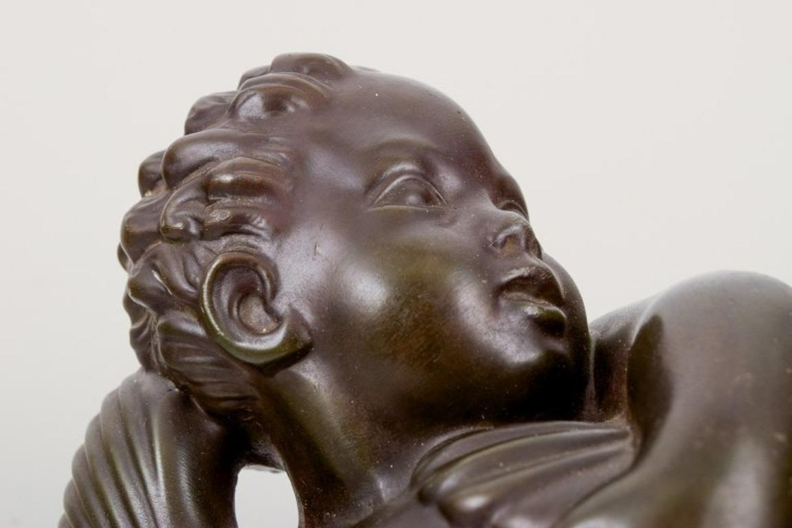 Metà XX secolo Just Andersen, rara figura di sirena e pesce in metallo 