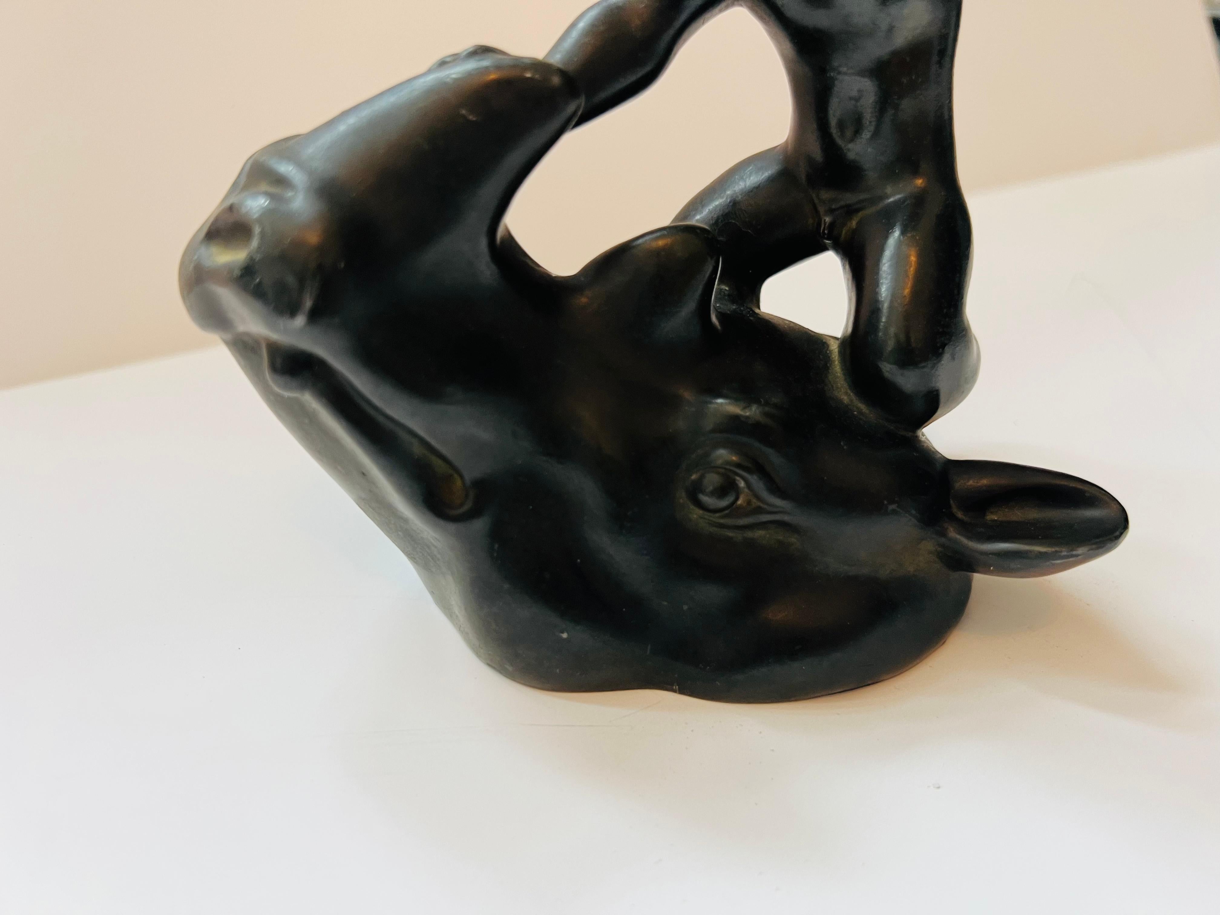 Just Andersen Rhino Merman Scultura Fermacarte Art Deco 1920 in vendita 7