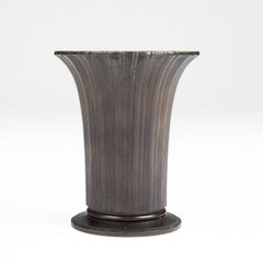 Just Andersen Ribbed Art Deco Disko Metal Vase Model D1940 Denmark