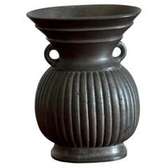 Just Andersen Ribbed Pewter Vase, Model 2286, Denmark, Early 20th Century