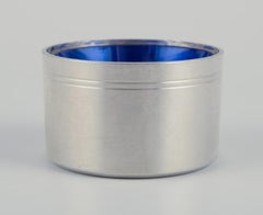 Just Andersen. Salt cellar in pewter. Insert in blue glass. Approx. 1940