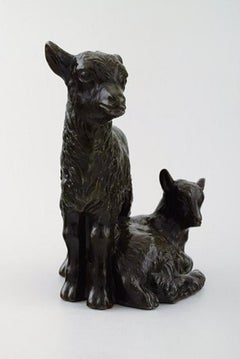 Just Andersen. Sculpture of "Disco Metal" in the Form of Two Goats