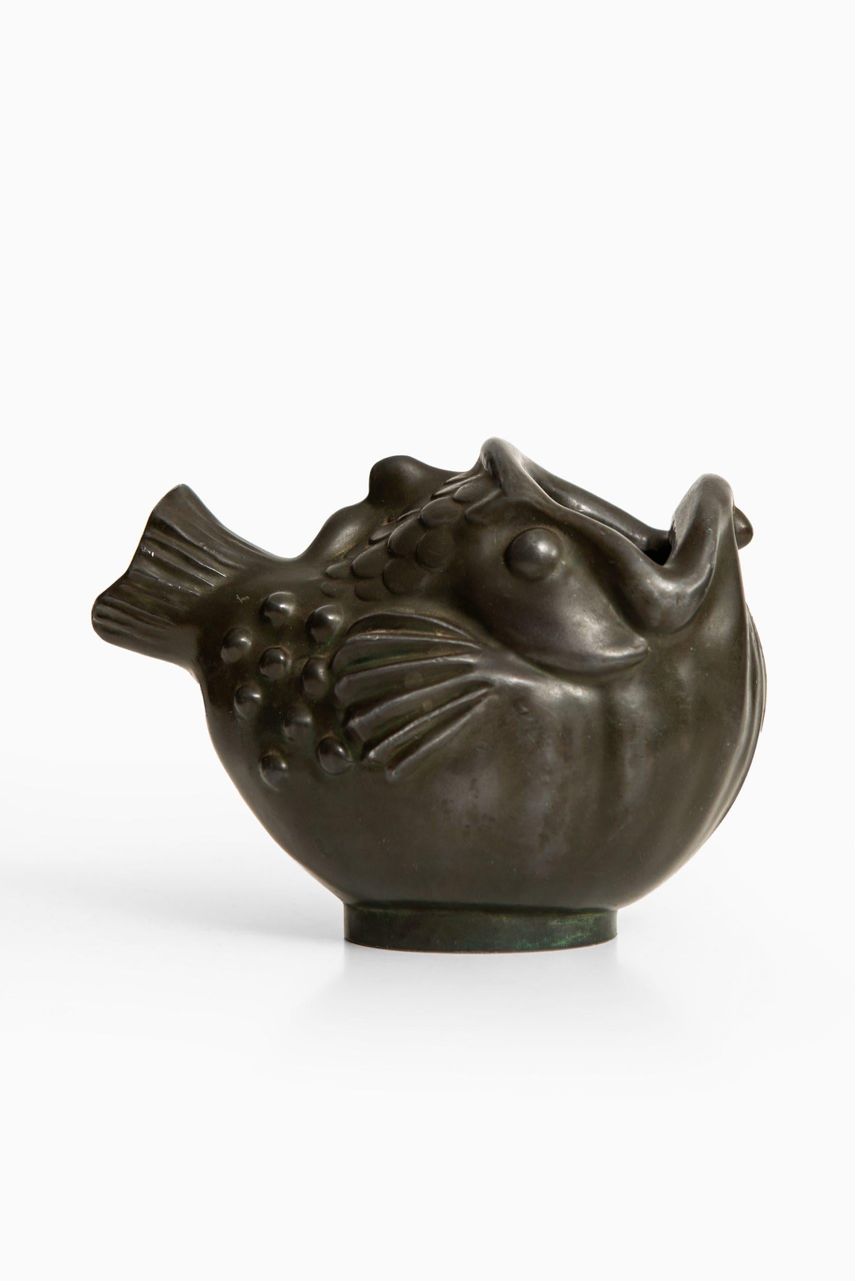 Rare carp fish sculpture by Just Andersen. Produced by Just Andersen in Denmark.