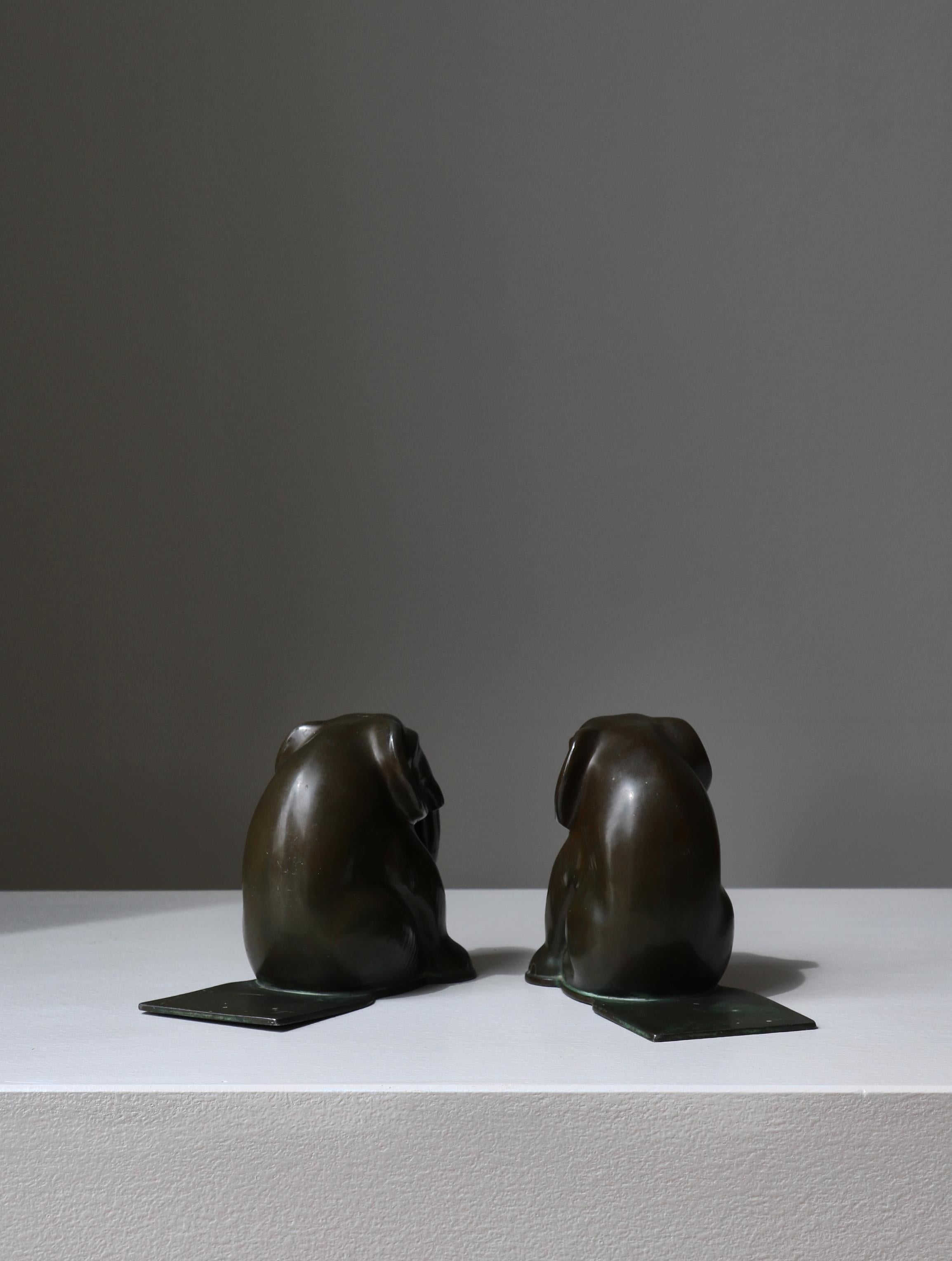 Just Andersen Set of Art Deco Elephant Bookends Disko Metal Model 165, 1930s For Sale 3