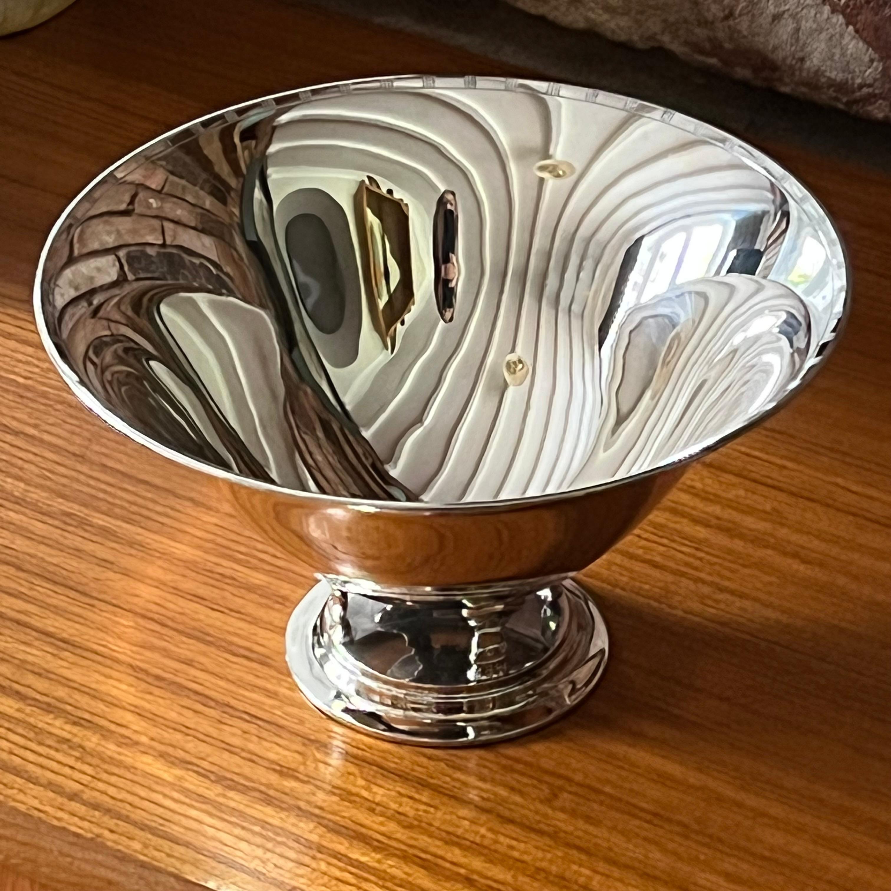 Just Andersen Silver Art Deco Footed Bowl Denmark In Good Condition For Sale In Leicester, GB