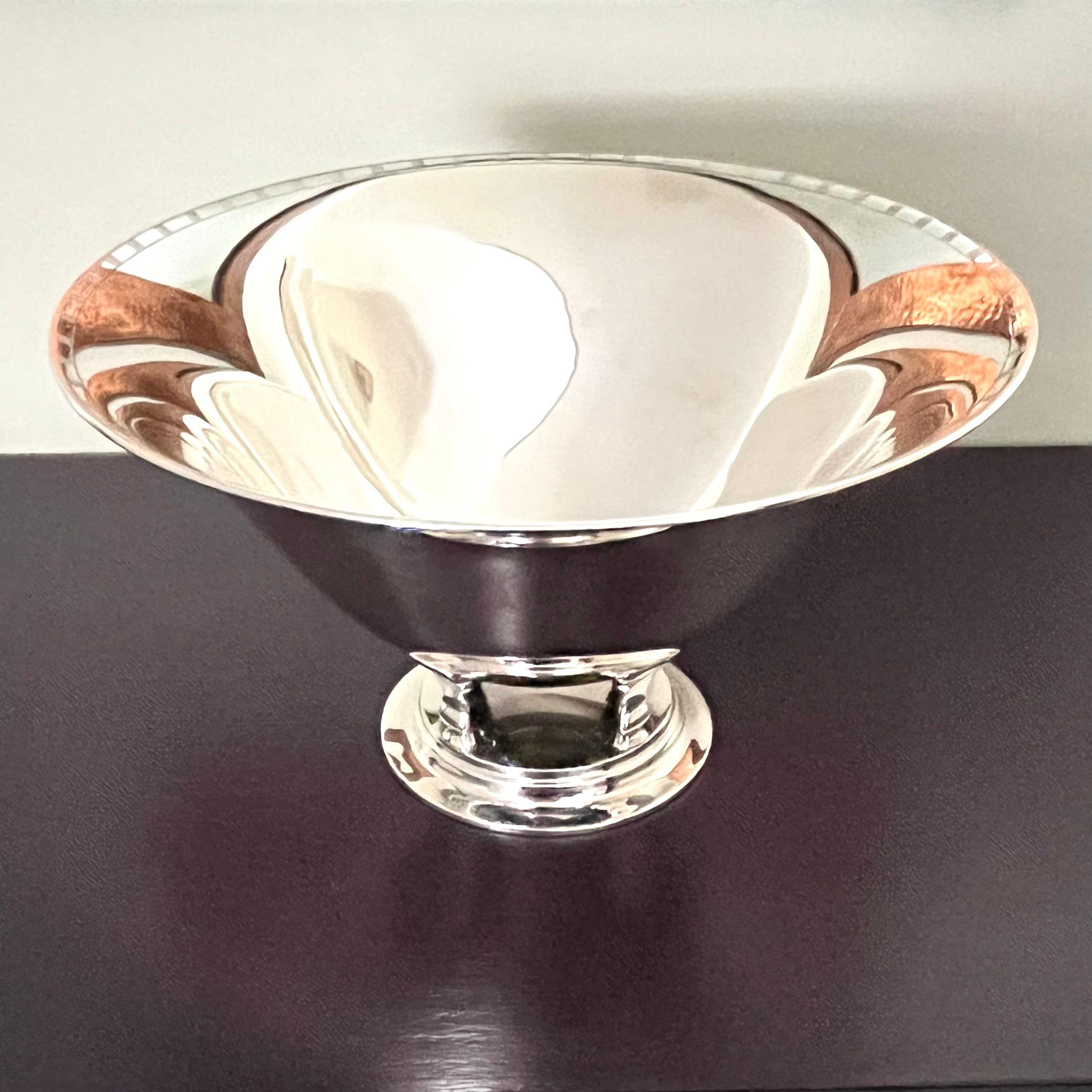 Early 20th Century Just Andersen Silver Art Deco Footed Bowl Denmark For Sale