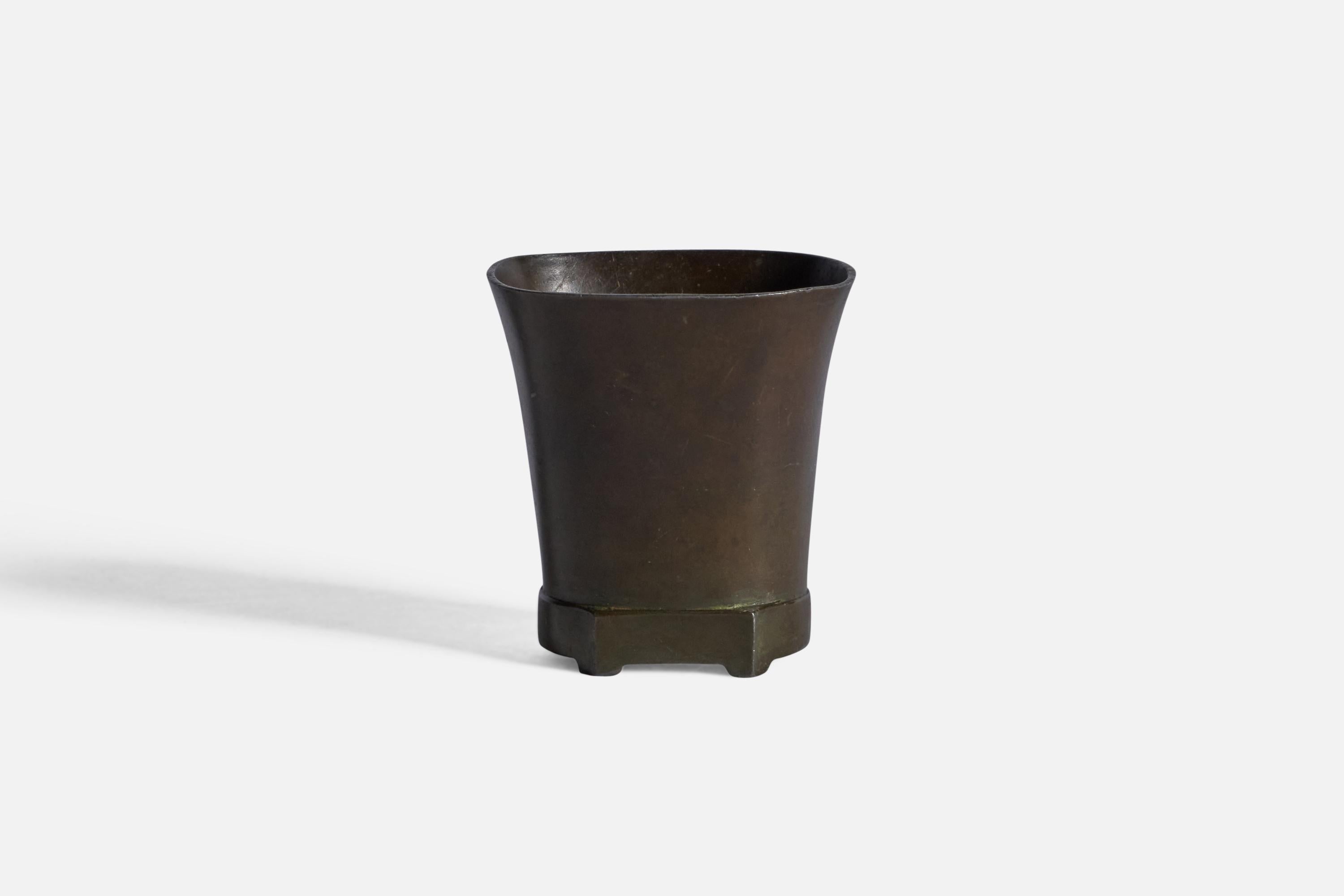 A small disko metal vase, designed and produced by Just Andersen, Denmark, c. 1930s.