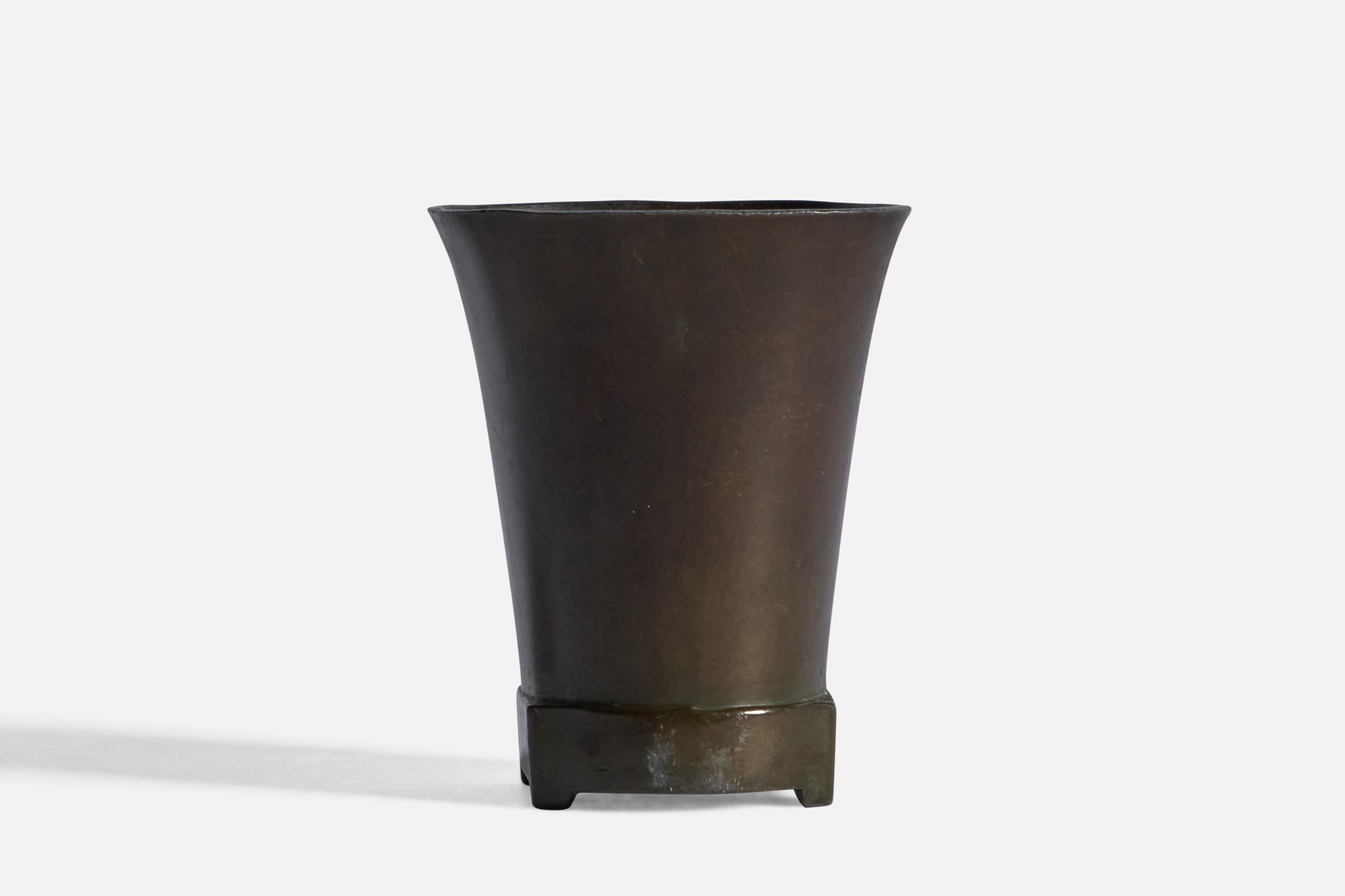 Danish Just Andersen, Small Vase, Disko Metal, Denmark, 1930s For Sale