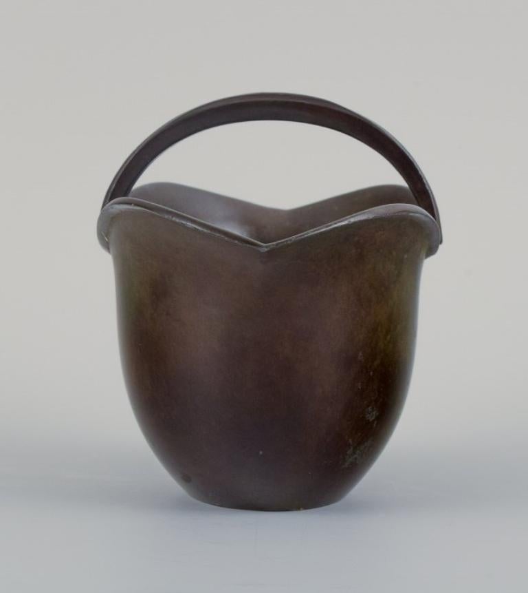 Just Andersen. Small Vase with Handle, 1940s In Excellent Condition For Sale In Copenhagen, DK