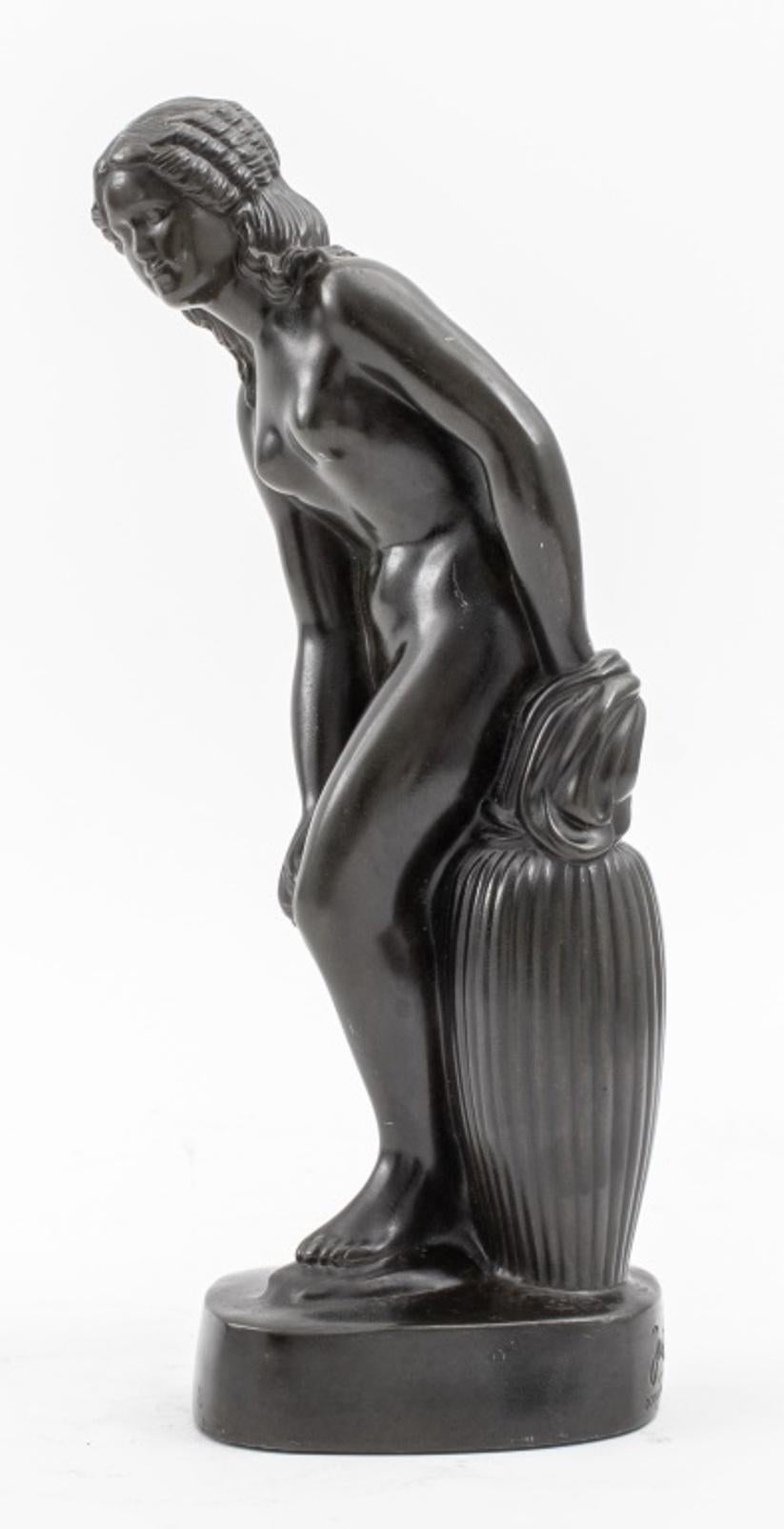 Just Andersen (Danish, 1884-1943) Art Deco statue sculpture depicting a standing nude female figure, signed and marked 