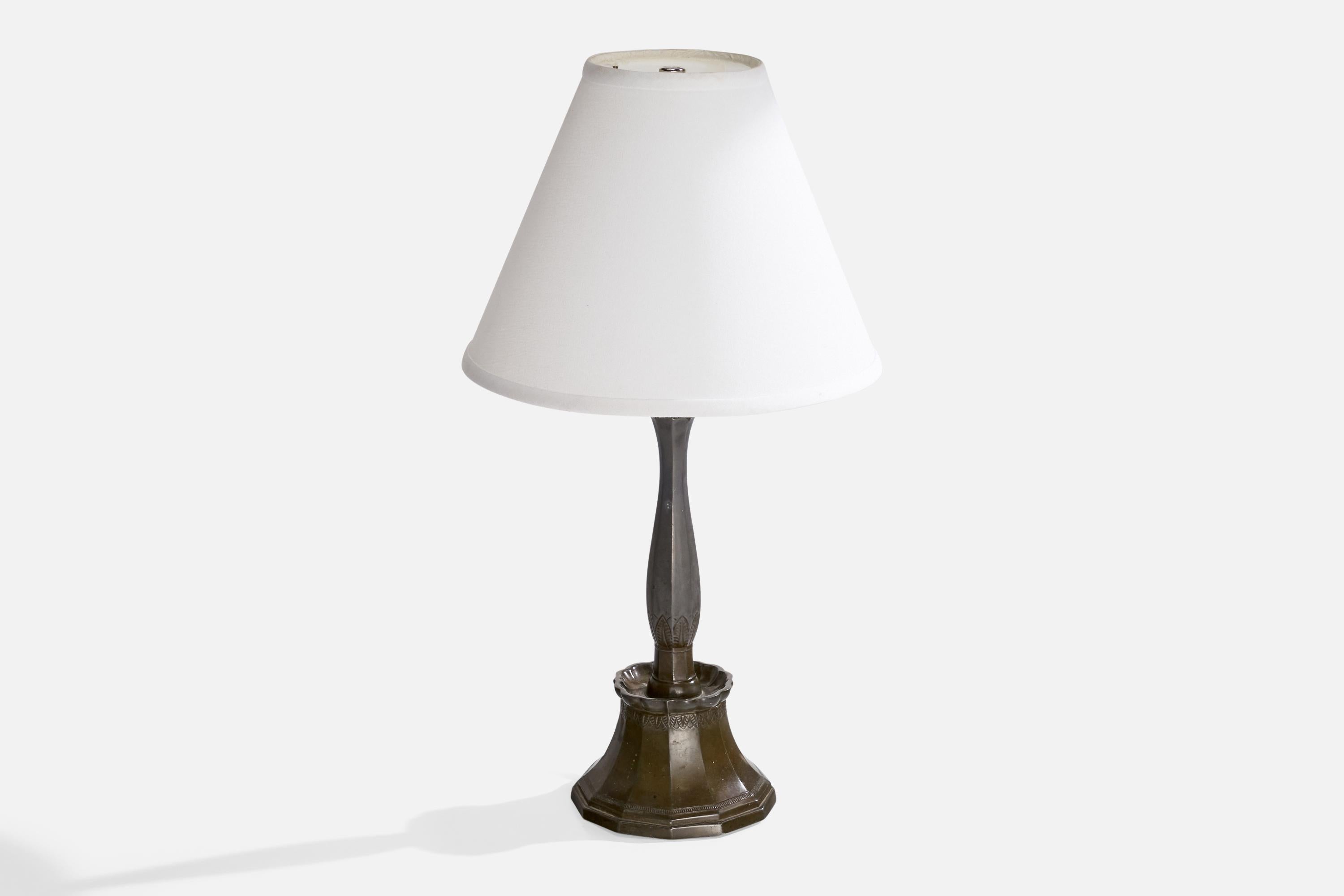 Scandinavian Modern Just Andersen, Table Lamp, Disko Metal, Denmark, 1930s