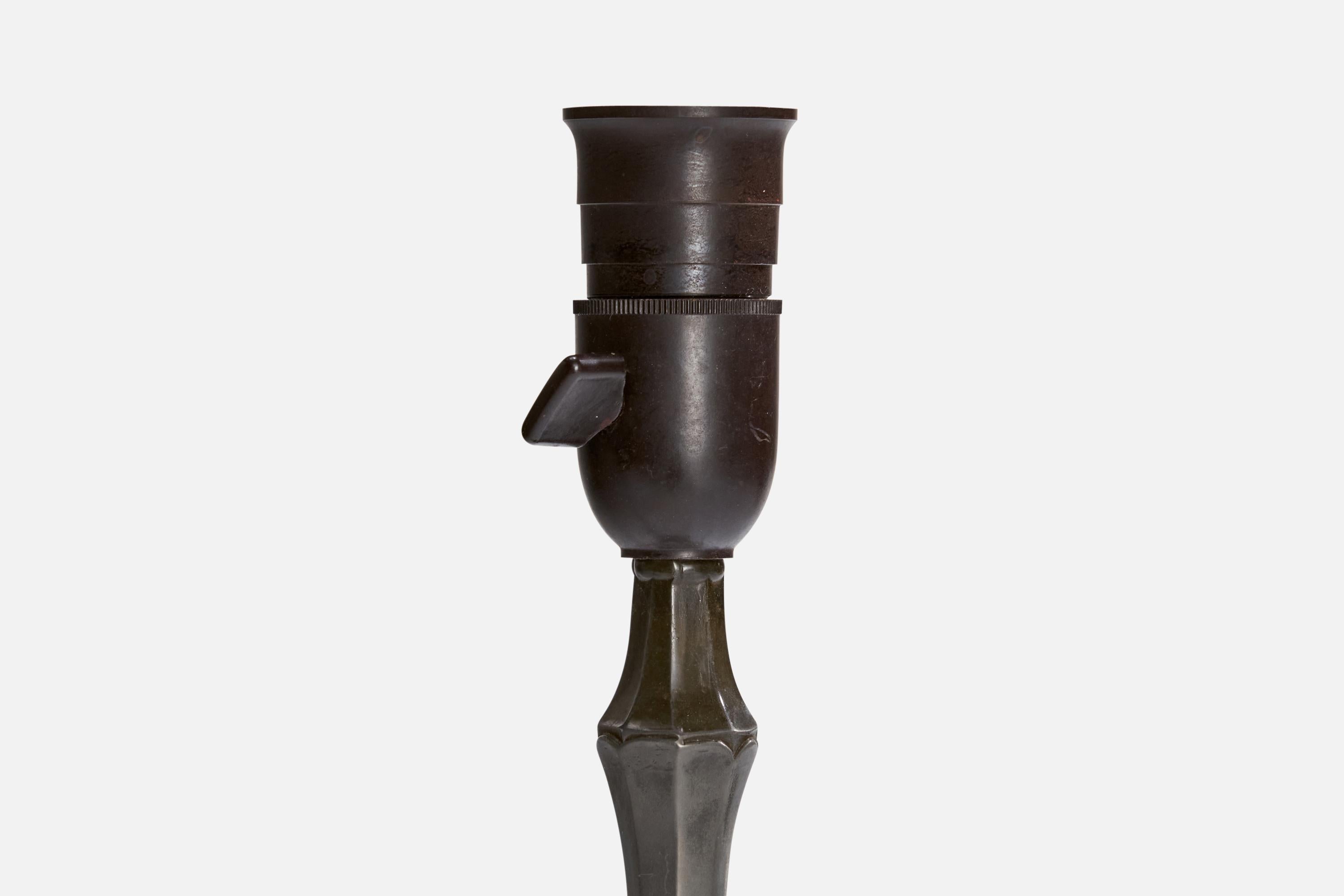 Swedish Just Andersen, Table Lamp, Disko Metal, Denmark, 1930s